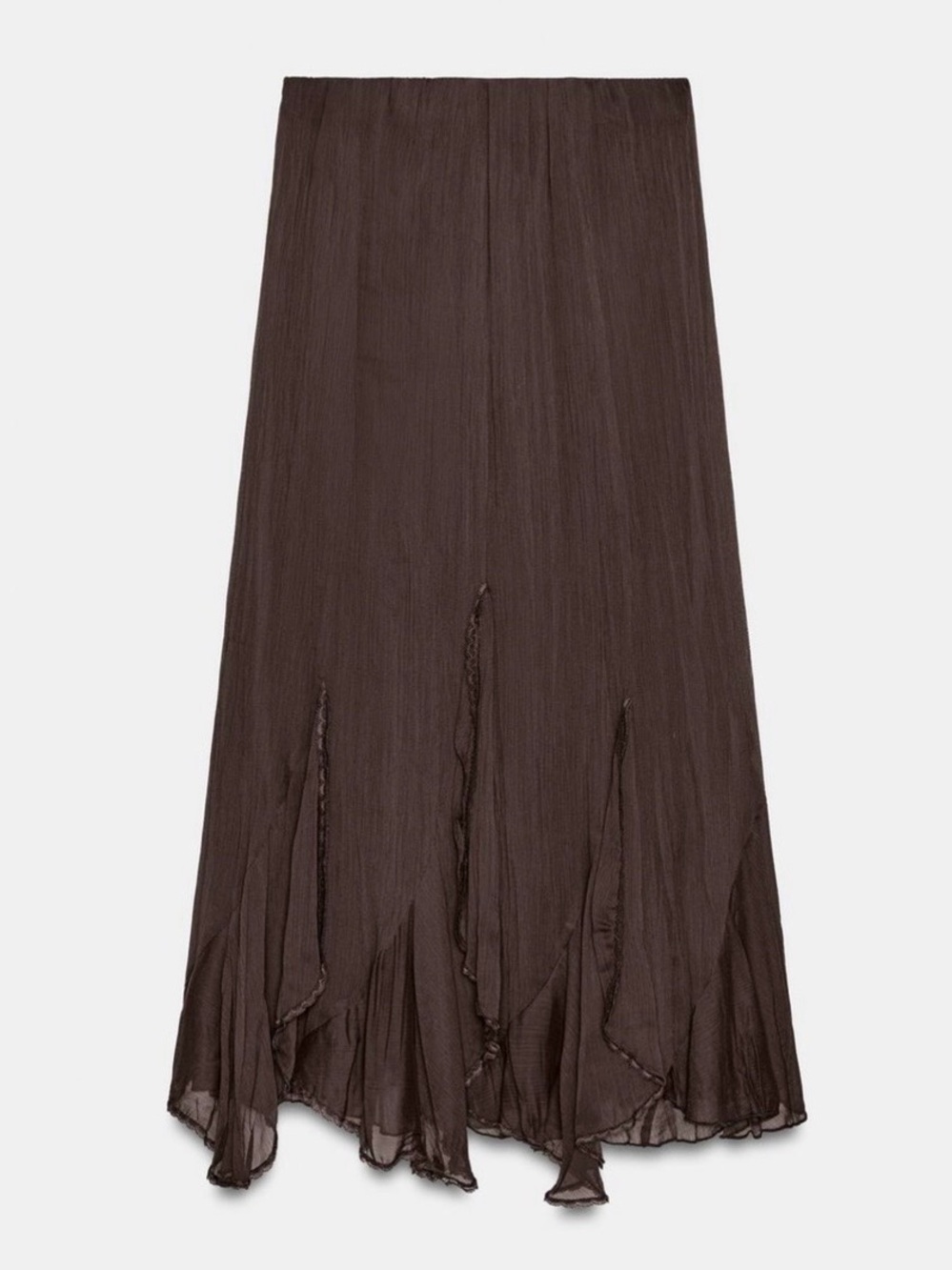 Zara Brown Ruffled Lace Midi Skirt. Size XL. Brand new! - Picture 3 of 11
